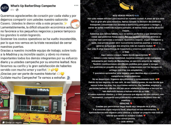Campeche’s economy in freefall! Several businesses are closing, while others are cutting hours due to the crisis.